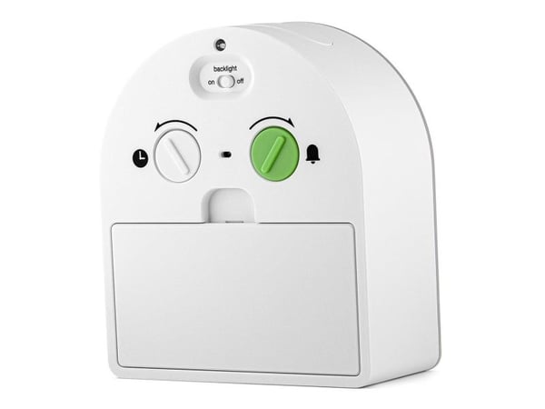 Braun BC22, Quartz vekkerklokke, Rund, Hvit, Gult, 12 timers, Alarm, Batteri