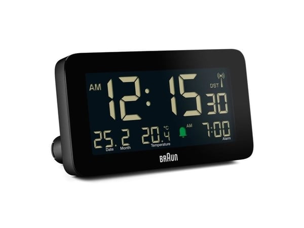 Braun BC10, Digitaalinen herätyskello, Suorakulmio, Musta, 12/24t, F, °C, LCD