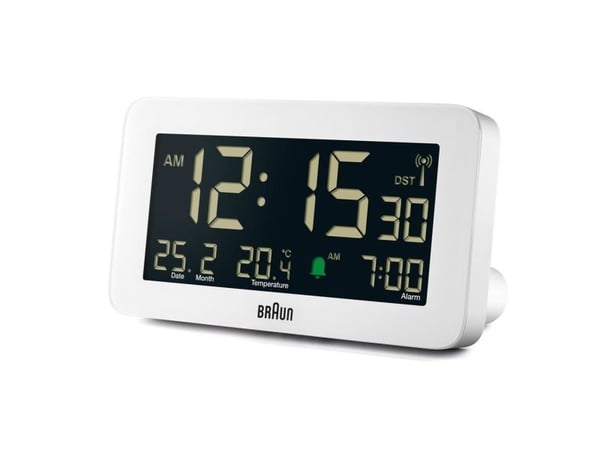 Braun BC10, Digital vekkerklokke, Rektangel, Hvit, 12/24h, F, °C, LCD