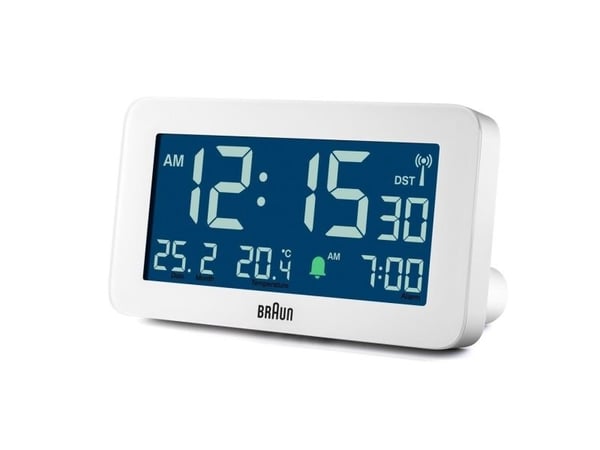 Braun BC10, Digital vekkerklokke, Rektangel, Hvit, 12/24h, F, °C, LCD