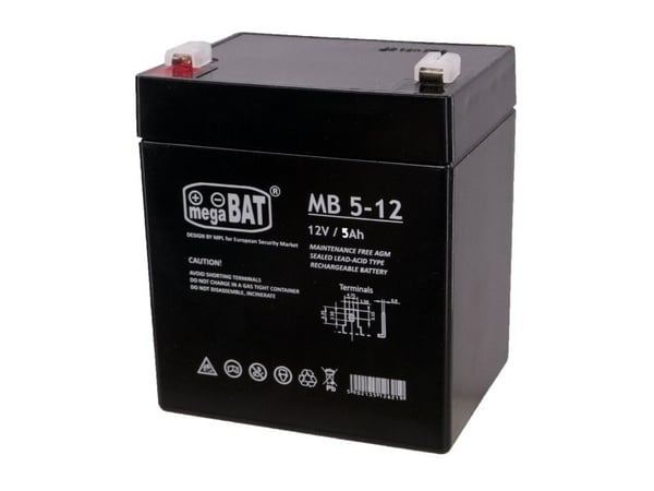 MPL megaBAT MB 5-12 UPS-akku Lyijyakut VRLA AGM 12 V 5 Ah Musta
