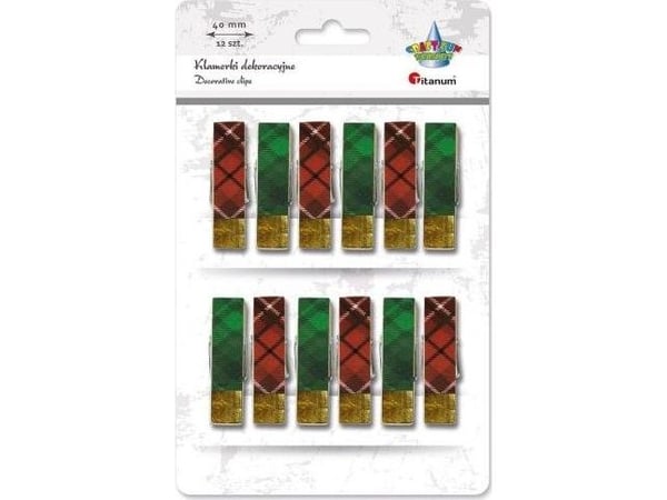 Tre klesklyper med rutete klistremerkemiks, 12 stk