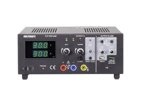 VOLTCRAFT VLP-1303 laboratorienettstrømforsyning justerbar 0-30 V 0,01-3 A 123 W OVP antall utganger 3 x (VC-8146845)
