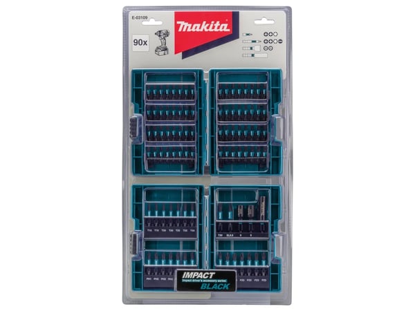 Makita Impact Black - Spissett for støtskrutrekker - 90 deler - torx, phillips, pozidriv - lengde: 50 mm, 25 mm