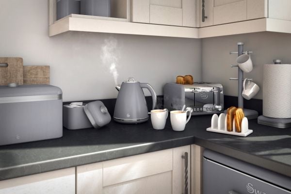 Swan Retro, Te+Kaffe+Sukker beholdere i sett, 1 l, Grå, Avtagbart lokk, firkant, 120 mm