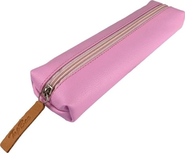 Pennal i øko-lær med dachshund rosa pastell