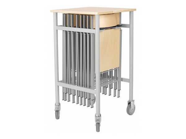 Ministolsvagn/ståbord, björklaminat med alu-grå ben