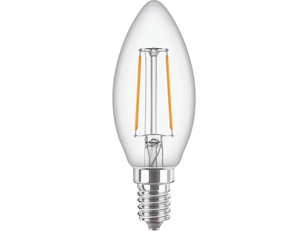 Philips CorePro - LED-filamentlyspære - form: B35 - klar finish - E14 - 2 W (ekvivalent 25 W) - klasse E - varmt hvitt lys - 2700 K