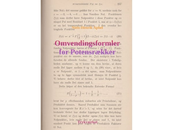 Omvending-formler for potensrekker | Niels-Henrik Aphel | Språk: Dansk