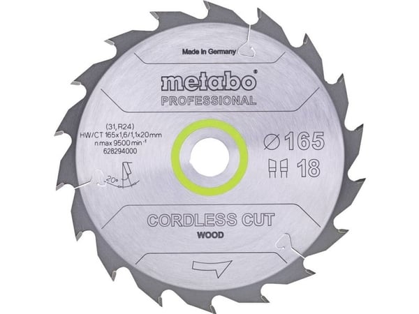 Metabo 628295000, 16,5 cm, 2 cm, 1,1 mm, 1,6 mm, 15°, 1 stykker