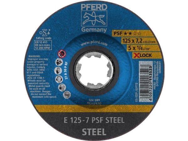 PFERD 62011125, 12,5 cm, 7,2 mm, 12200 RPM, 10 stykker