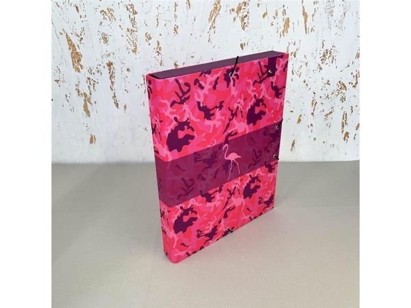 A4-boksmapp med strikk Camouflage rosa A4-boksmapp med strikk Camouflage rosa