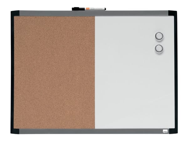Nobo Quartet - Kombotavle: whiteboard, oppslagstavle - 585 x 430 mm - kork - magnetisk