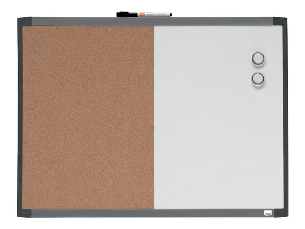 Nobo Quartet - Kombotavle: whiteboard, oppslagstavle - 585 x 430 mm - kork - magnetisk
