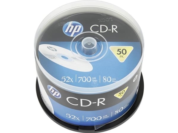 HP CRE00017, 52x, CD-R, 120 mm, 700 MB, Kakeboks, 50 stykker