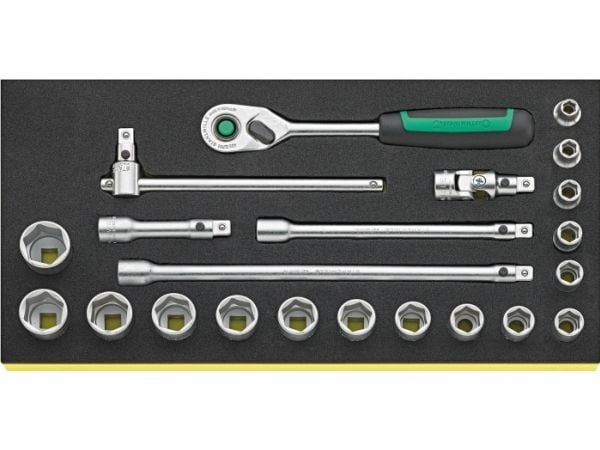 STAHLWILLE TCS 456/16/6 QR, Hylsyavainsarja, 21 kpl, Musta, Vihreä, Hopea, 350 mm, 175 mm, 45 mm