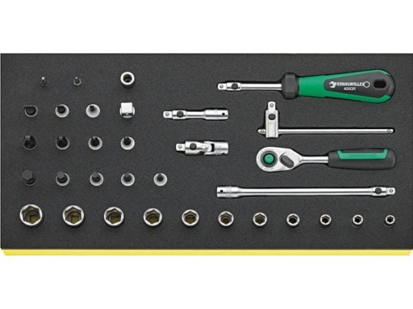 STAHLWILLE TCS 40/41/44 / 8QR, Hylsyavainsarja, 33 kpl, Musta, Vihreä, Hopea, 350 mm, 175 mm, 45 mm