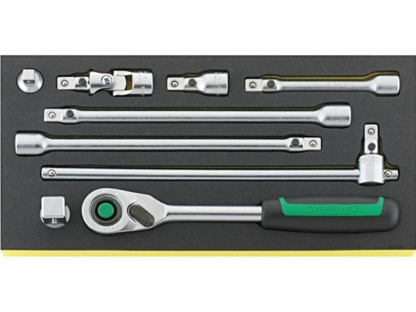 STAHLWILLE TCS 1/2 "- 512 / 9QR, Hylsnyckeluppsättning, 9 styck, Svart, Grön, Silver, 2,36 kg, 350 mm, 175 mm