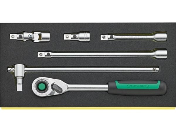 STAHLWILLE TCS 1/2 ZOLL-512/6 QR, Pipenøkkelsett, 6 stykker, Sort, Grønn, Sølv, 175 mm, 350 mm, 35 mm