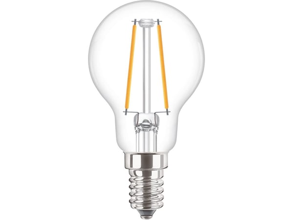 Philips CorePro LEDluster ND - LED-filamentlyspære - form: P45 - klar finish - E14 - 2 W (ekvivalent 25 W) - klasse E - varmt hvitt lys - 2700 K