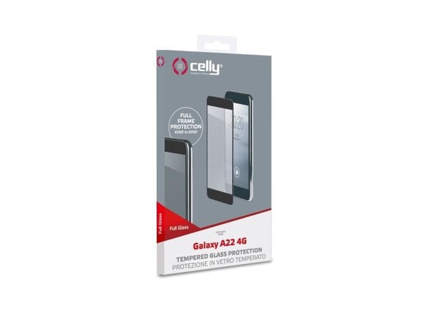 Celly - Skjermbeskyttelse for mobiltelefon - glass - rammefarge svart - for Samsung Galaxy A22