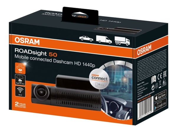 OSRAM ROADsight 50 - Instrumentbordkamera - 1440p / 30 fps - Wireless LAN - GPS - G-Sensor - mørk grå