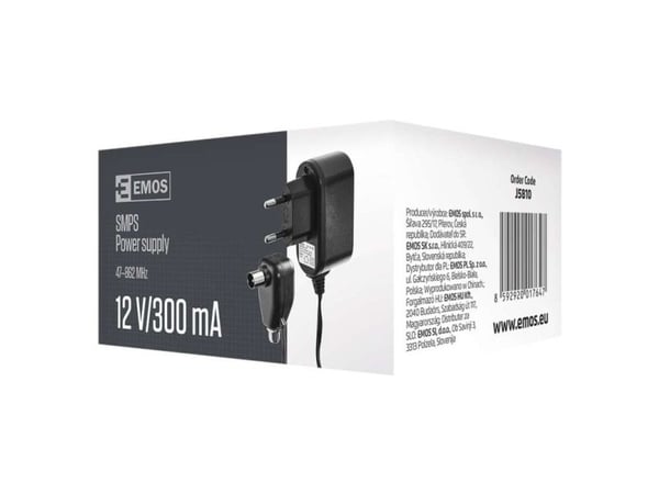 Emos 1702010035, Innendørs, 110-264 V, 12 V, 300 mA, Svart, 1,5 m