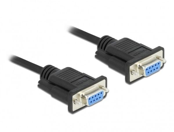 Delock - Seriell kabel - DB-9 (hunn) til DB-9 (hunn) - 1 m - tommelskruer, gullglimtkontakter - svart