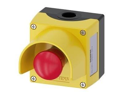 Siemens 3SU1851-0NB00-2AC2 med beskyttelseskrave (L x B x K) 89,4 x 85 x 112,5 mm Gul 1 stk