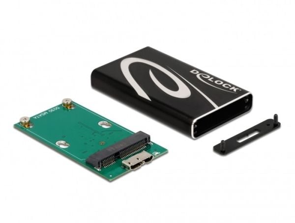 DeLOCK 42006, SSD-kotelo, mSATA, 5 Gbit/s, USB-liitettävyys, Musta