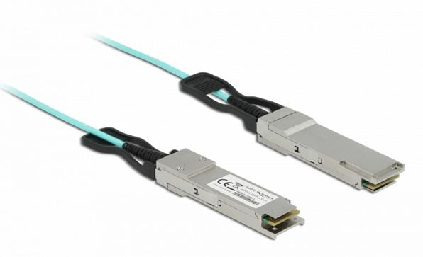 Delock - Ethernet 40GBase-AOC-kabel - QSFP+ (hann) til QSFP+ (hann) - 3 m - 3 mm - SFF-8436 - Active Optical Cable (AOC) - akvamarin