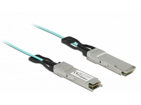Delock - Direkte 40GBase-koblingskabel - QSFP+ (hann) til QSFP+ (hann) - 10 m - 3 mm - fiberoptisk - SFF-8436 - Active Optical Cable (AOC) - akvamarin