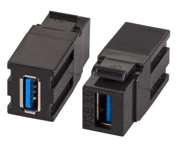 EFB Elektronik EB537V2, Litteä, Musta, USB A, USB A, Naarasliitin, Naarasliitin, Naarasliitin
