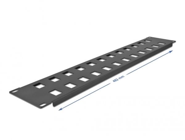 Delock - Pluggbord (blankt) - snap-in mounting - rackmonterbar - svart - 2U - 19" - 24 porter