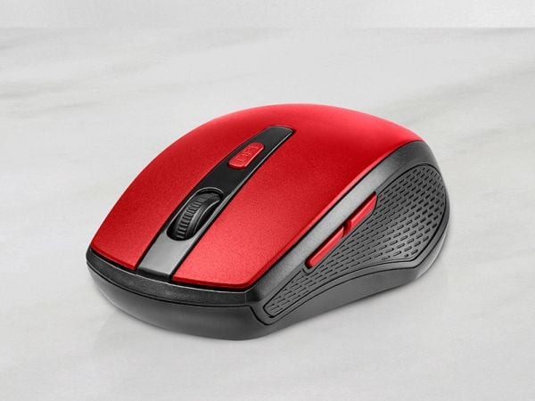 Tracer Deal RF - Mus - ergonomisk - nano - høyrehendt - optisk - 6 knapper - trådløs - 2.4 GHz - USB trådløs mottaker - rød - hengeboks