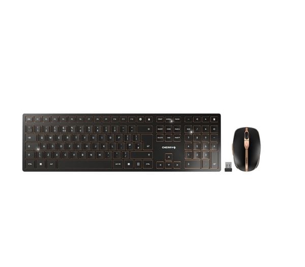 CHERRY DW 9100 SLIM, RF Wireless + Bluetooth, QWERTY, Musta, Sisältää hiiren