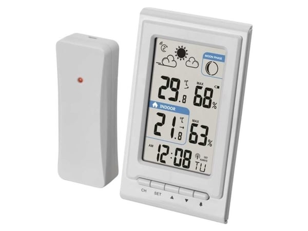 Emos E0352, Hvit, Inne hygrometer, Inne Termometer, Utendørs Fuktighetsmåler, Utendørs Barometer, Hygrometer, Termometer, Termometer, 20 - 95%, 1 -...