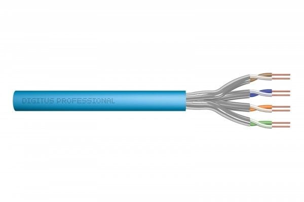 DIGITUS Professional - Installationskabel - 7 mm - S/FTP - simplex - CAT 6a - halogenfri, stigare, fast, campus - ljusblå, RAL 5012