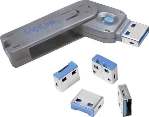 LogiLink AU0052, Port blocker, USB Type-C, Sininen, Harmaa, 1 kpl