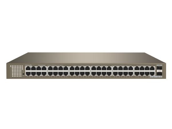 Tenda TEG1050F - Kytkin - hallitsematon - 48 x 10/100/1000 + 2 x combo Gigabit SFP (uplink) - työpöydälle, telineeseen tai seinään asennettava