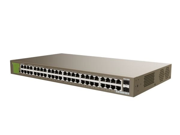 Tenda TEG1050F - Kytkin - hallitsematon - 48 x 10/100/1000 + 2 x combo Gigabit SFP (uplink) - työpöydälle, telineeseen tai seinään asennettava