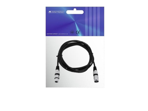 Omnitronic 3022047N, XLR (3-pin), Hankjønn, XLR (3-pin), Hunkjønn, 3 m, Sort