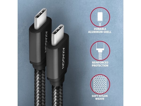 Axagon BUCM3-CM15AB, 1,5 m, USB C, USB C, USB 3.2 Gen 1 (3.1 Gen 1), 5 Gbit/sek., Sort