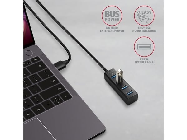 Axagon HUE-M1AL, USB 3.2 Gen 1 (3.1 Gen 1) Type-A, USB 3.2 Gen 1 (3.1 Gen 1) Type-A, 5000 Mbit/s, lajittelu, alumiini, 1,2 m