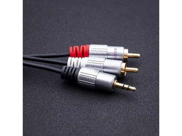 Qoltec - Lydkabel - RCA x 2 hann til mini-phone stereo 3.5 mm hann - 1 m - svart