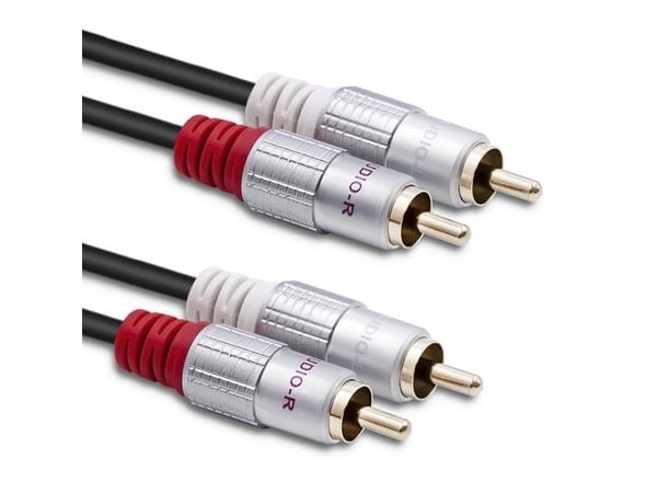 Qoltec - Lydkabel - RCA x 2 hann til RCA x 2 hann - 50 cm - svart
