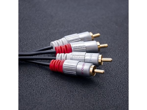 Qoltec - Lydkabel - RCA x 2 hann til RCA x 2 hann - 50 cm - svart