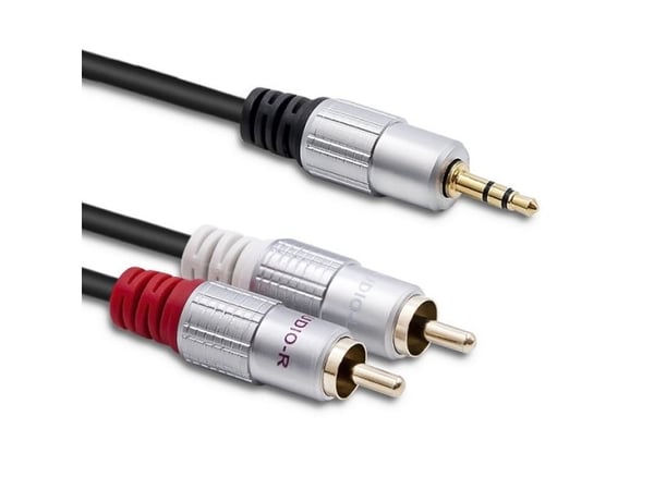 Qoltec - Ljudkabel - RCA x 2 hane till mini-phone stereo 3.5 mm hane - 2 m - svart