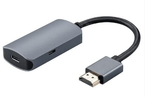 MicroConnect - Video/audio-adapter - 10-pins mikro-USB type B (kun strøm), USB-C hunn til HDMI hann - 20 cm - svart, sølv - aktiv, Enretnings, 4 K ...
