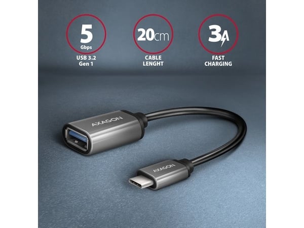 AXAGON - USB-sovitin - USB-C (han) til USB Type A (hun) - USB 3.2 Gen 1 - 5 V - 3 A - 20 cm